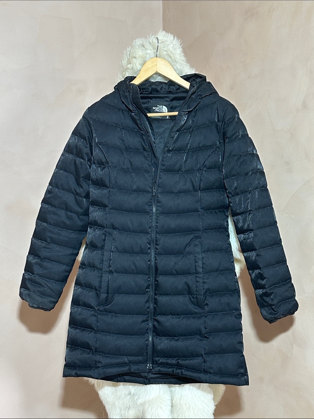 The North Face Women's Black Long Quilted Hooded Puffer Coat
